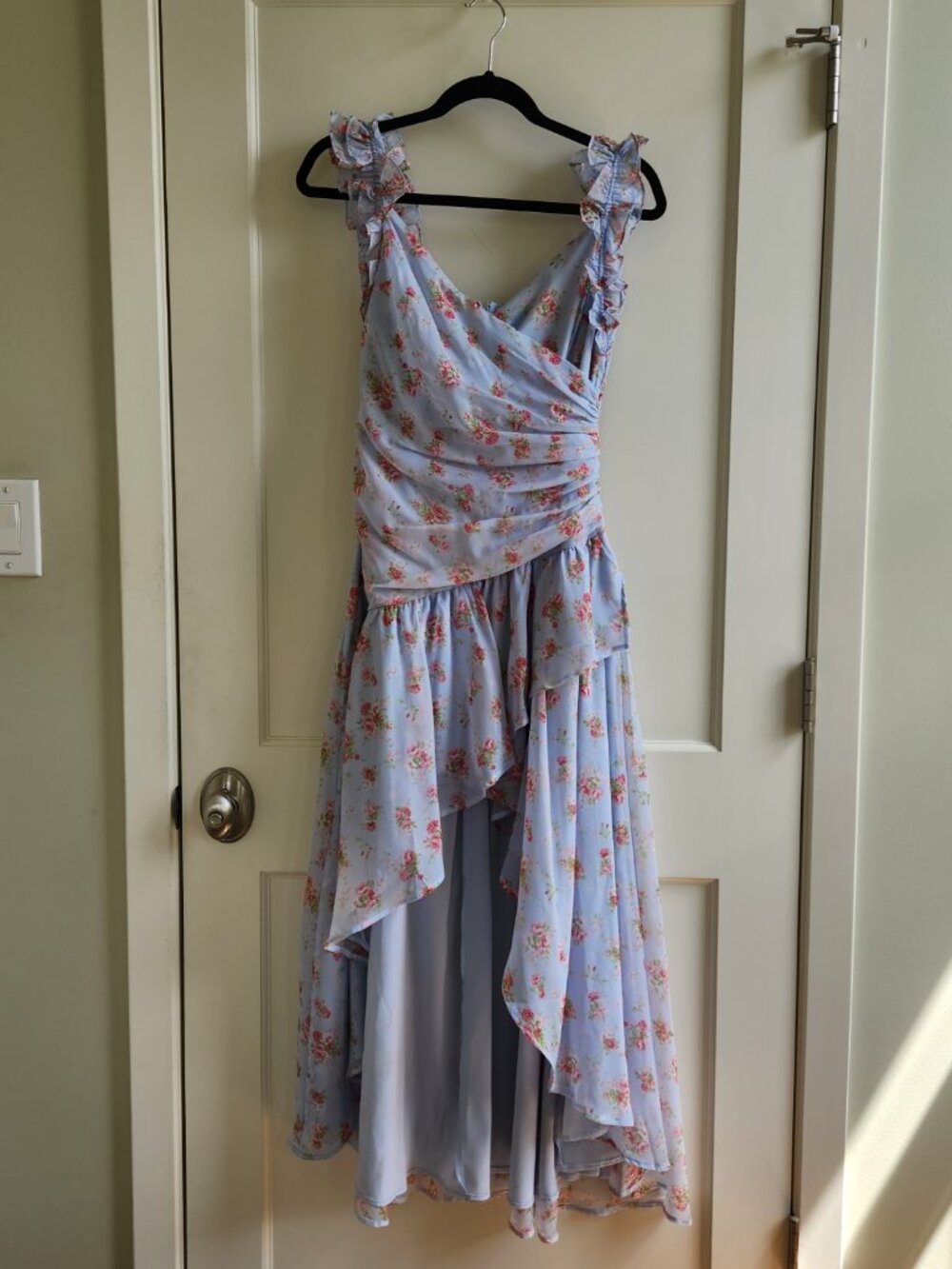 Abercrombie & Fitch Floral Midi Dress Blue Ruffle Strap Cottagecore Garden Party